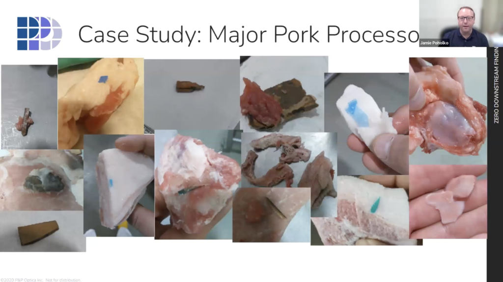 Screenshot of foreign materials found by pork processor