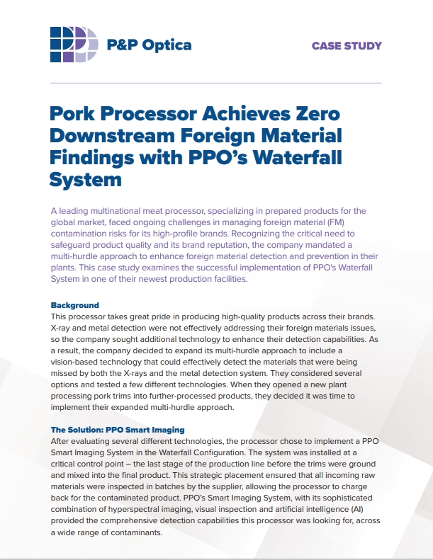 Pork Processor Achieves Zero Downstream Foreign Material Findings with PPO's Waterfall System